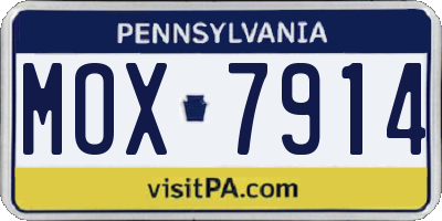 PA license plate MOX7914
