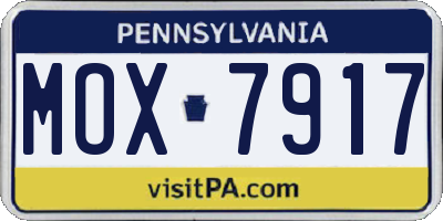 PA license plate MOX7917