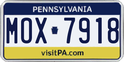 PA license plate MOX7918