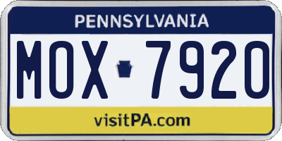 PA license plate MOX7920