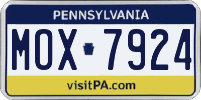 PA license plate MOX7924