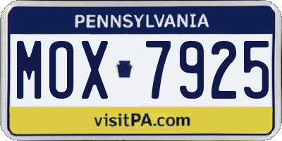 PA license plate MOX7925