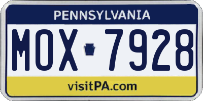 PA license plate MOX7928