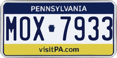 PA license plate MOX7933