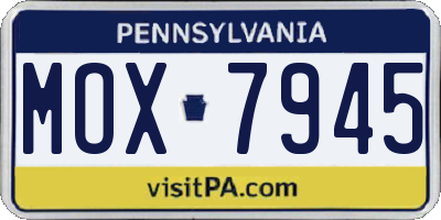 PA license plate MOX7945