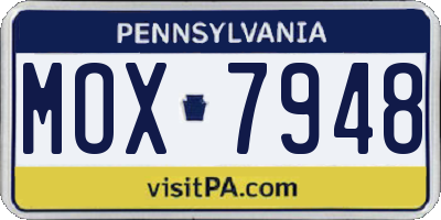 PA license plate MOX7948