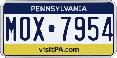PA license plate MOX7954