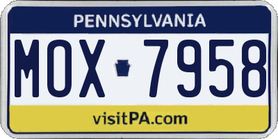 PA license plate MOX7958