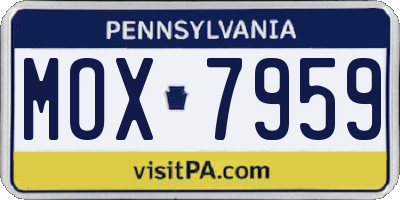 PA license plate MOX7959