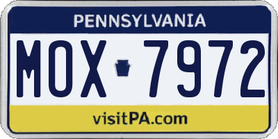 PA license plate MOX7972