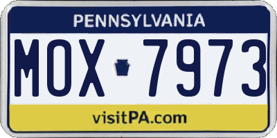 PA license plate MOX7973
