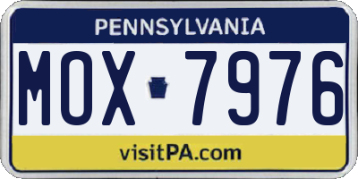 PA license plate MOX7976