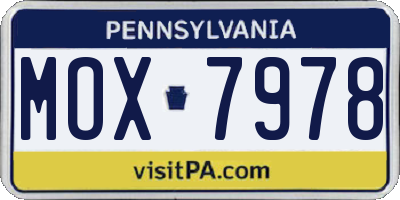 PA license plate MOX7978