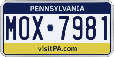 PA license plate MOX7981