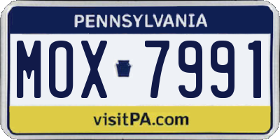 PA license plate MOX7991
