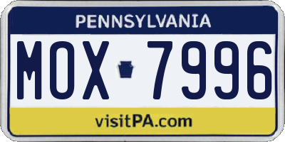 PA license plate MOX7996