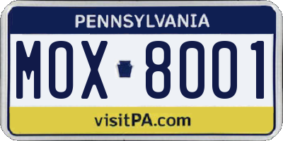 PA license plate MOX8001
