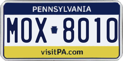 PA license plate MOX8010