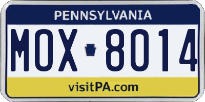 PA license plate MOX8014