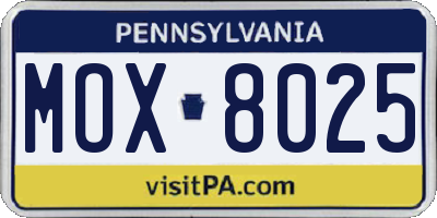 PA license plate MOX8025