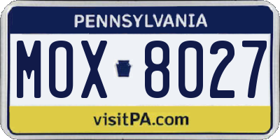 PA license plate MOX8027
