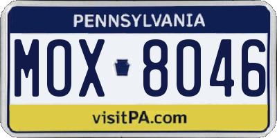 PA license plate MOX8046