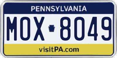 PA license plate MOX8049
