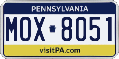 PA license plate MOX8051