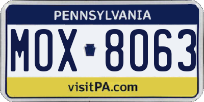 PA license plate MOX8063
