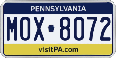 PA license plate MOX8072
