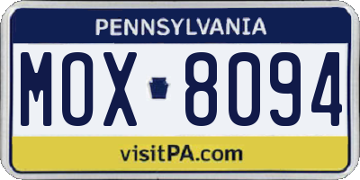 PA license plate MOX8094