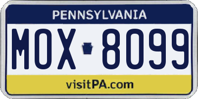 PA license plate MOX8099