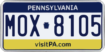 PA license plate MOX8105