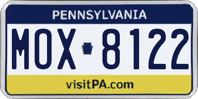 PA license plate MOX8122
