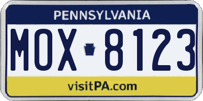 PA license plate MOX8123