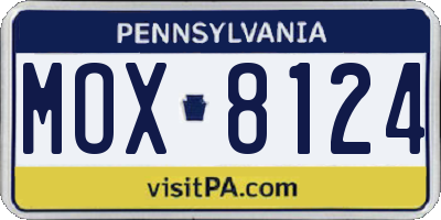 PA license plate MOX8124