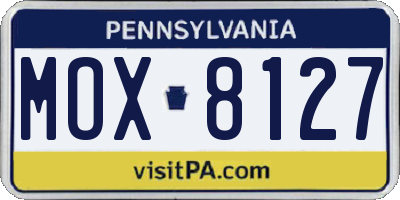 PA license plate MOX8127