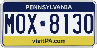 PA license plate MOX8130