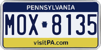 PA license plate MOX8135