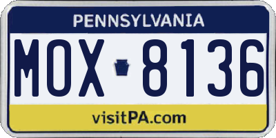 PA license plate MOX8136
