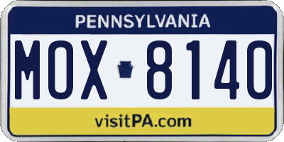 PA license plate MOX8140