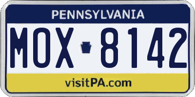 PA license plate MOX8142