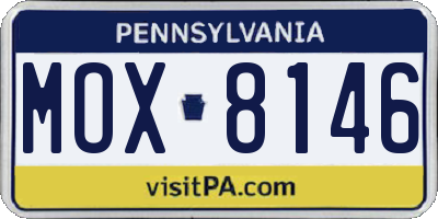 PA license plate MOX8146