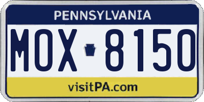 PA license plate MOX8150