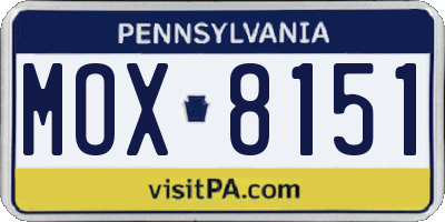 PA license plate MOX8151