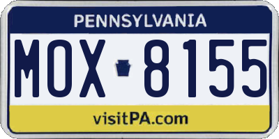 PA license plate MOX8155