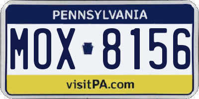PA license plate MOX8156