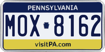 PA license plate MOX8162
