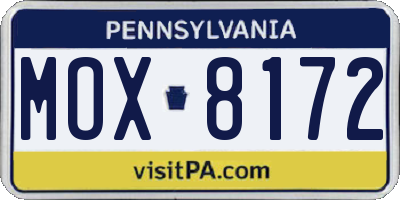 PA license plate MOX8172