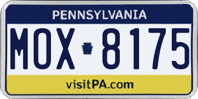 PA license plate MOX8175